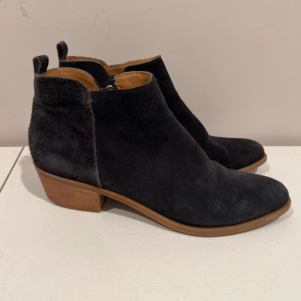 Dolce Vita Charcoal Grey Suede Ankle Booties low heel